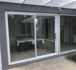 Commercial Aluminium Sliding Door 2 Panel White And Fixed Window 1 Panel White